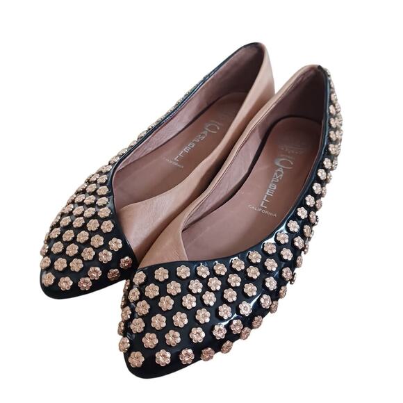Jeffrey Campbell Ibiza Gold Studded Flats Size 8.5 Handmade Slip On Flower - Picture 1 of 11
